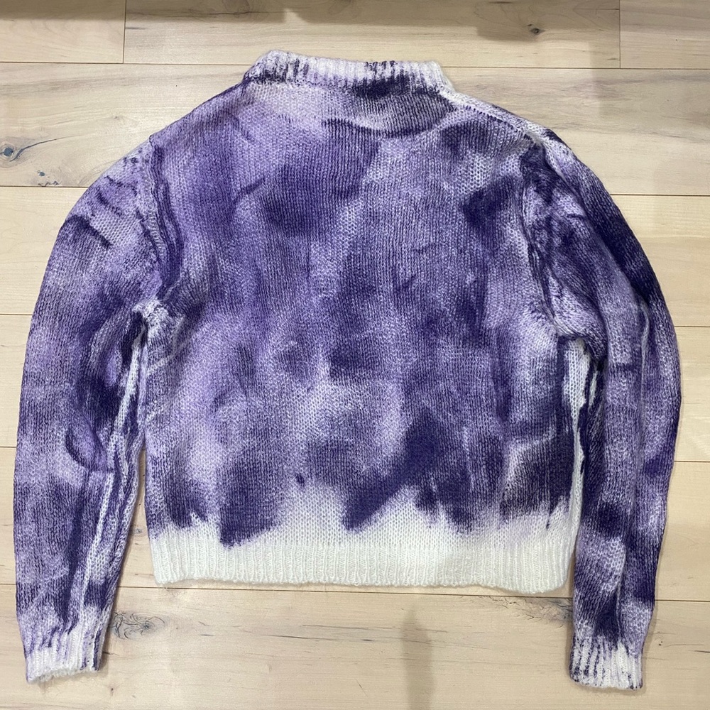 Cream Roseanne mohair blend sweater with purple paint detail